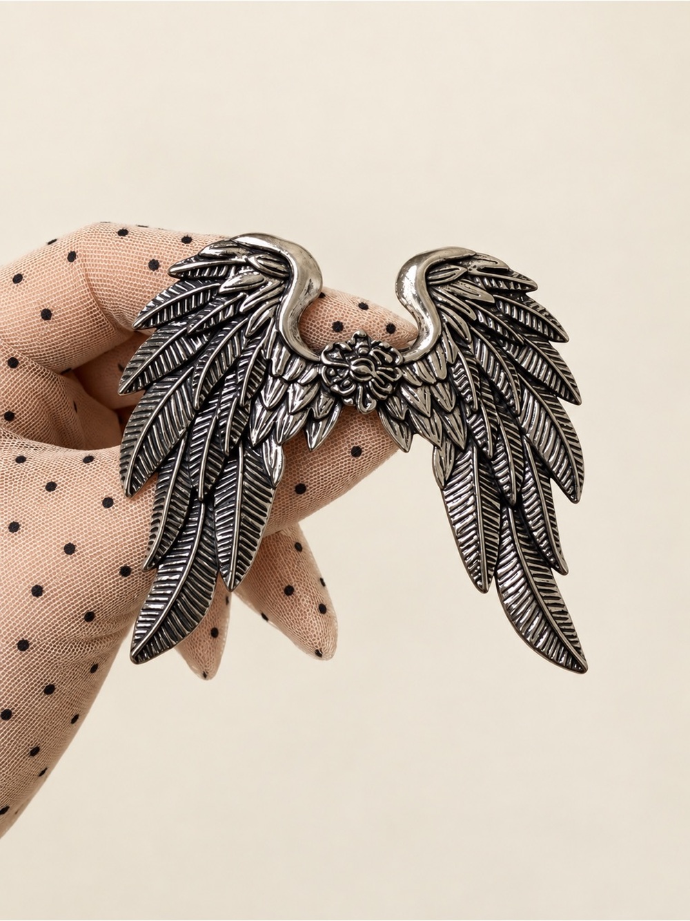 Silver Angel Wings Hair Barrette